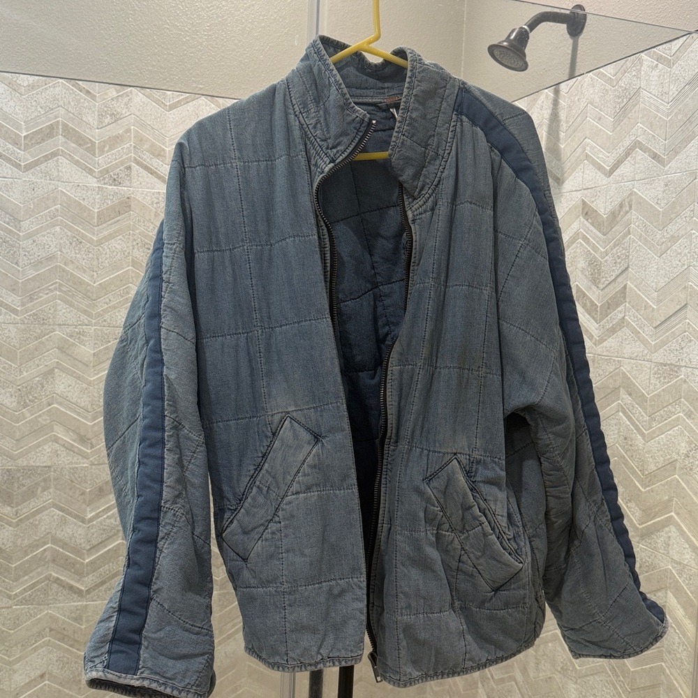 Free People Blue Quilted Puffer Jacket
